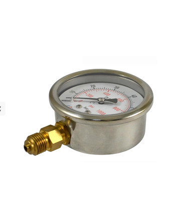 Manometer Liquid Oil Filled Bourdon Tube เครื่องวัดความดัน 6BAR 90psi Dial 63mm 1/4"
